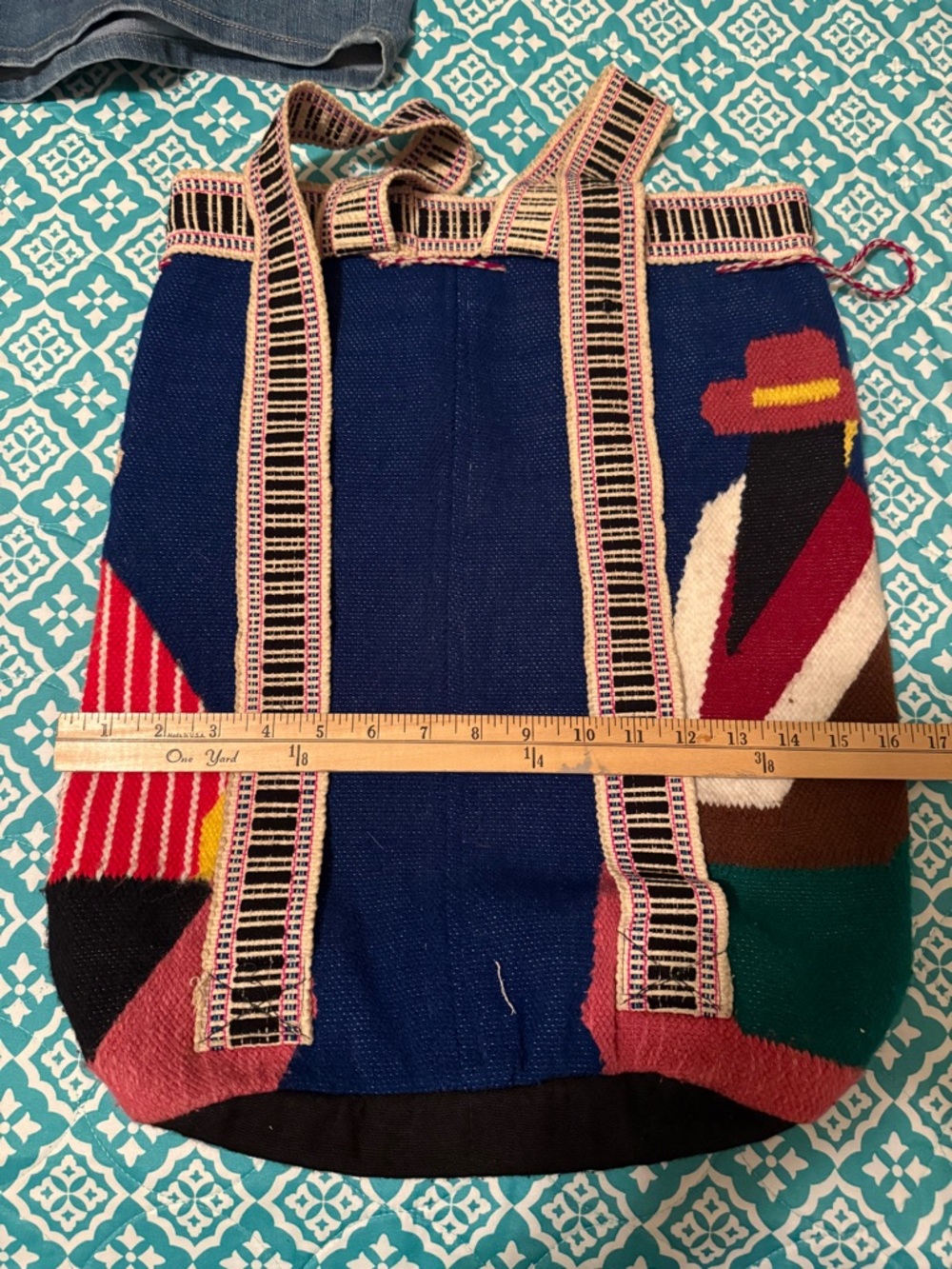 Handwoven Colorful Peruvian Bag with Tassels - Picture 6 of 7